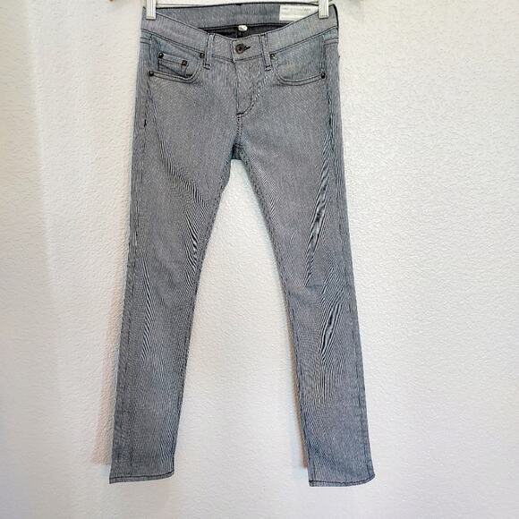 Rag & Bone The "Tomboy" Black & White Striped Skinny Jeans Size 25 - Picture 3 of 12